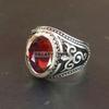 Garnet Oval Cut Gemstone With 925 Sterling Silver Ring For Men's #B88 JL375671415355