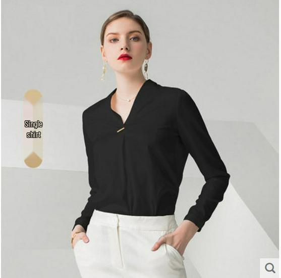 

Элегантная белая рубашка с V-образным вырезом и длинными рукавами для женщин - Шикарный и профессиональный стиль XXX-Large