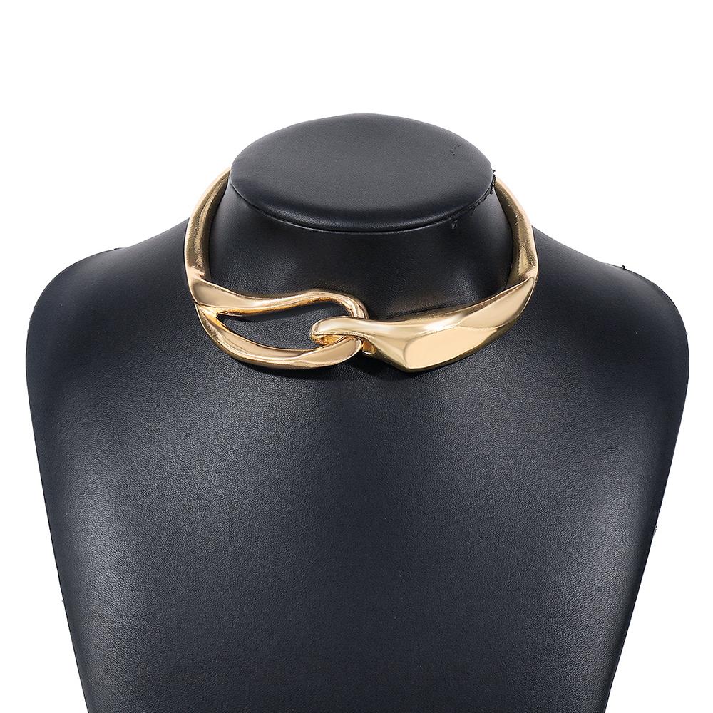 1x Chunky Metal Buckle Collar Necklace for Women Unisex Abstract Choker Necklace