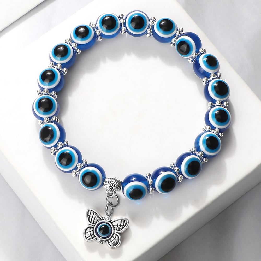 Bohemian evil eye bracelet, for men and women, negative energy beaded bracelet, elastic cord bracelet, handmade lucky jewelry