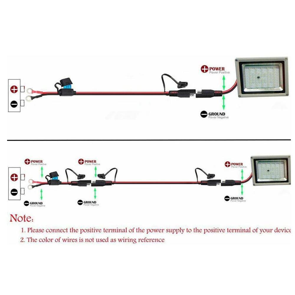 12V Charger Cable 16AWG Ring Terminal SAE to O Ring Connecters Extension Cord Cable Connector for Battery Charger/Maintainer