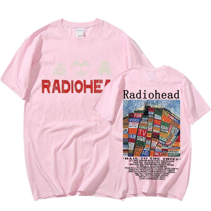 Radiohead Vintage Print T Shirt Men's Oversized 100% Cotton Unisex T-shirts Hip Hop Rock Band Hail To The Thief Music Album Tees
