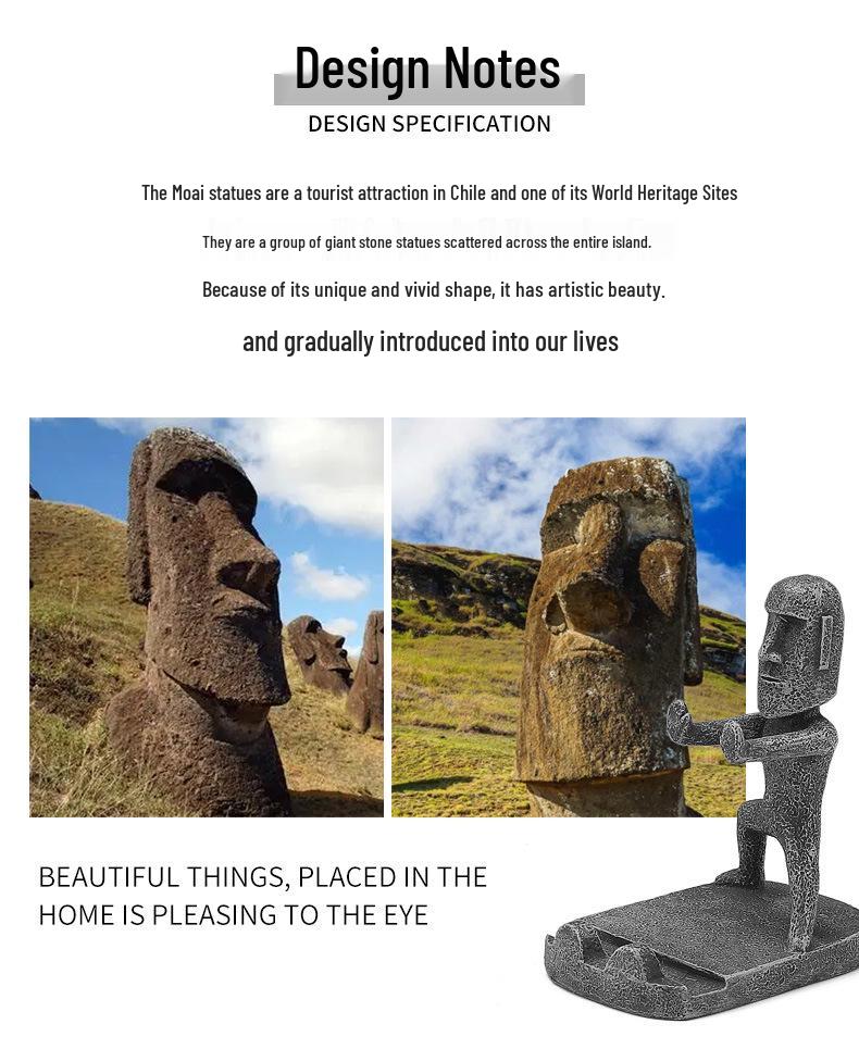 Desktop Mini Kung Fu Moai Phone Stand: Quirky Stone Statue for Office or Lazy Stand Use