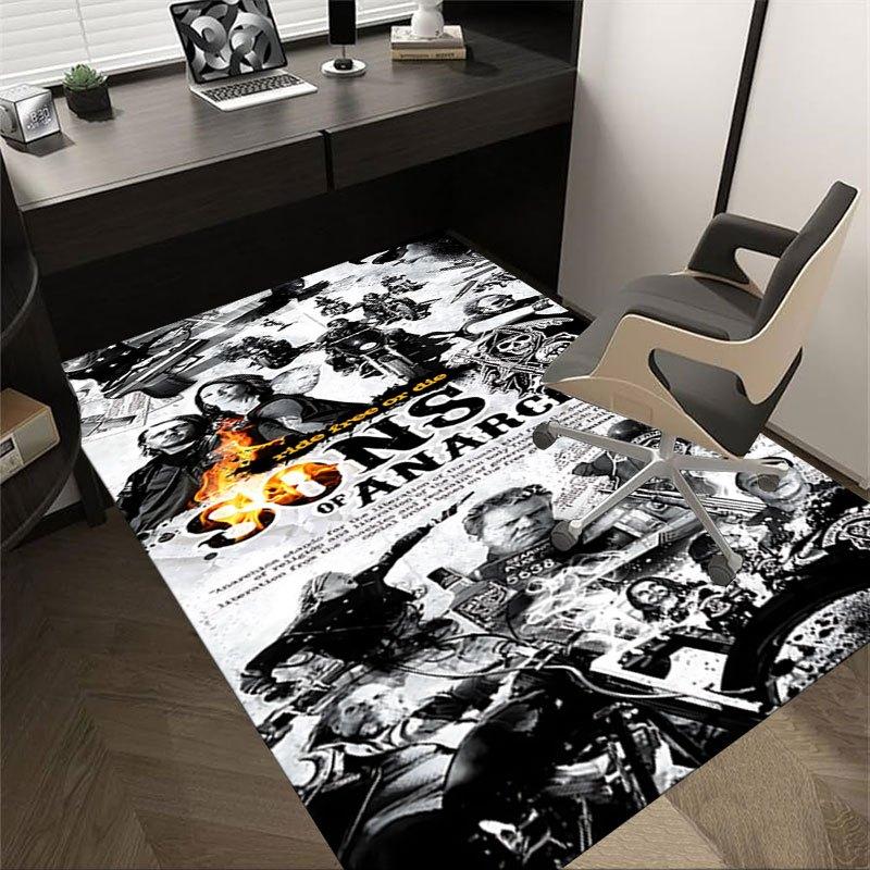 

1pc Sons of Anarchy themed Office Carpet Chair Mats - durable polyester rug for home theater, office, dorm room decor - tA89 60cm by 90cm