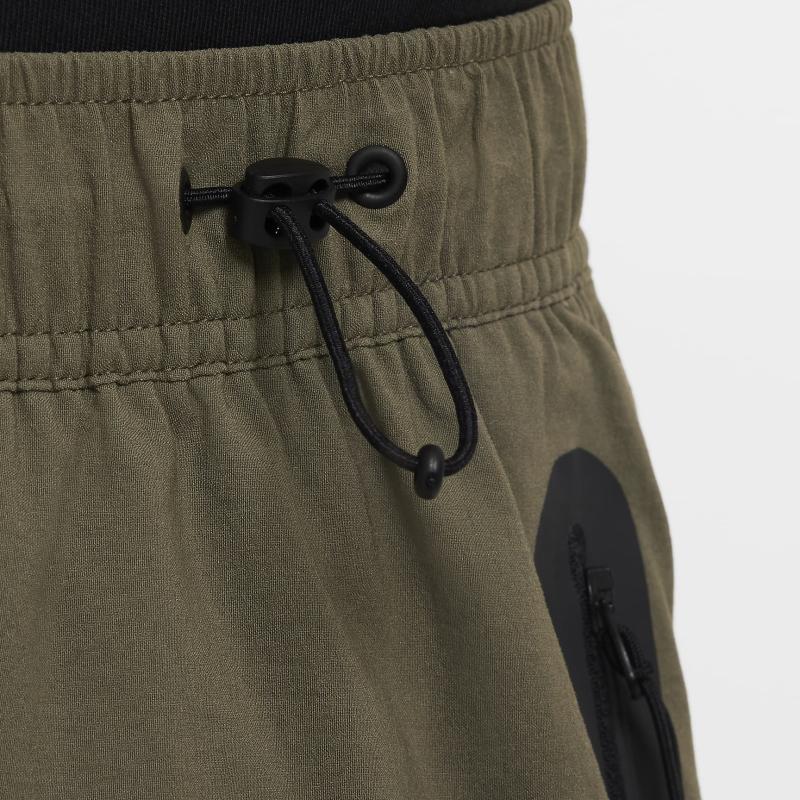 Nike Tkané kalhoty s otevřeným lemem Jednobarevné Střední pas Šňůrka Volné Široké nohavice Pletené sportovní kalhoty Pánské kalhoty Olivové HM7159-223