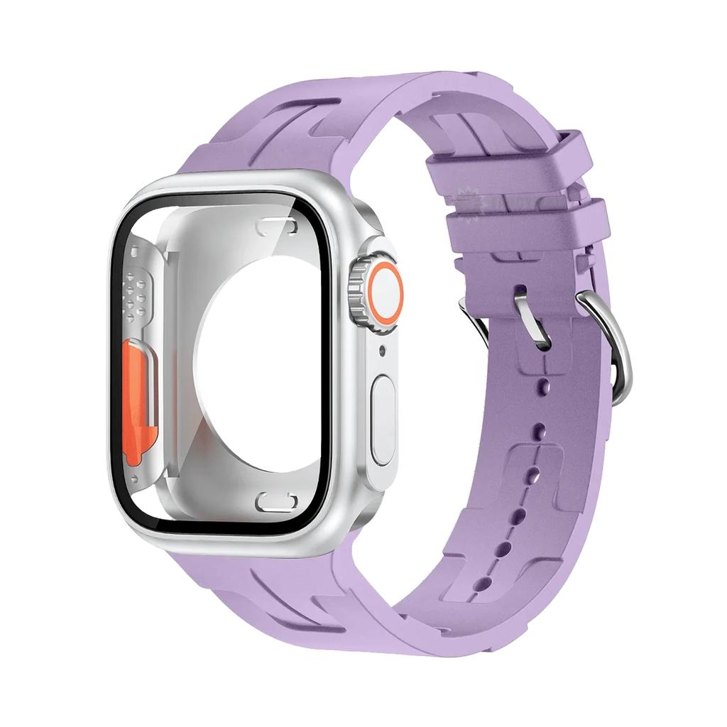 Original Silicone Band &Change To Ultra Case For Apple Watch 9 8 7 6 SE 5 4 Strap For iWatch Series 44mm 45mm 42mm 41mm Bracelet