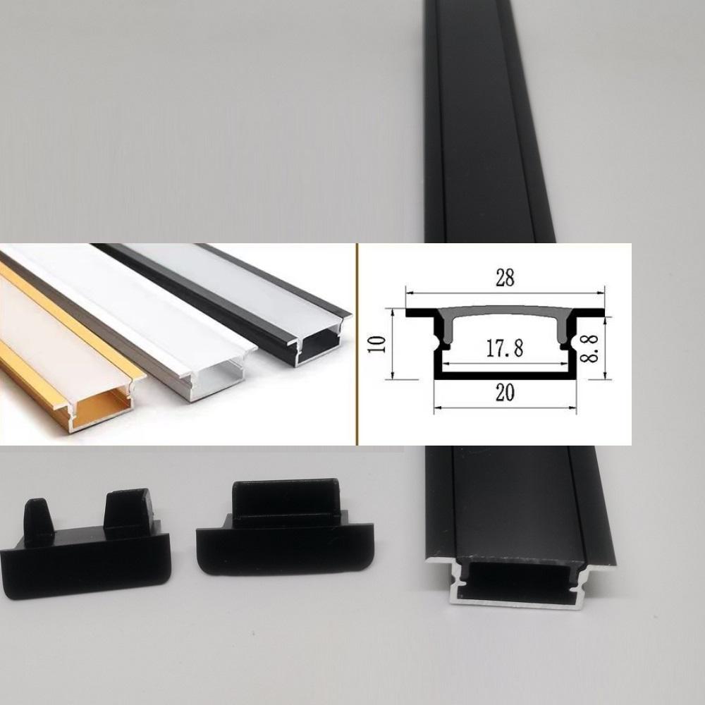 0.5m U/W Style LED Aluminum Profile Black Silver Channel Holder PC Cover Bar Lamp For Cabinet Closet Decor Linear Strip Light