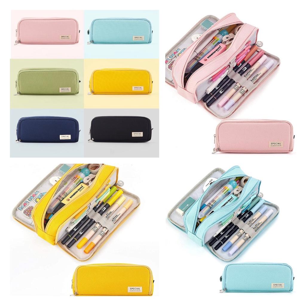 Style Korean Trendy Large Capacity Pencil Case Minimalist Durable Bag Canvas
