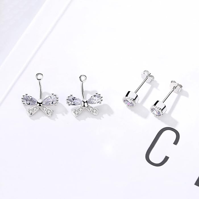 Ribbon Ribbon Metal Silver White Return Pink Platinum Earrings, Motif, Back-catch Earrings, Ladies, Allergy, 925, Day, Gift, Present, Women, Gold,