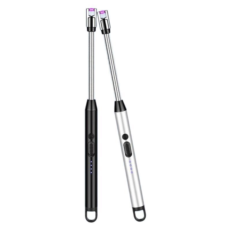 Metal Elbow Tube Extended Arc Igniter Battery Level Display Lighter Outdoor Windproof Electronic Igniter