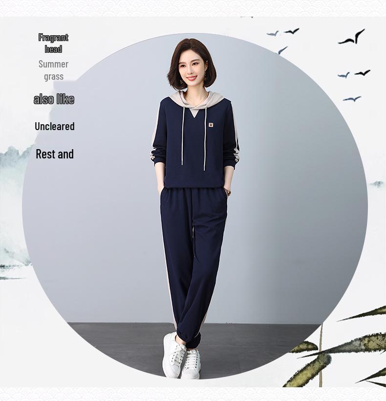 Women's Plus Size Autumn Two-Piece Set: Fashionable Sweatshirt & Loose Sportswear Pants