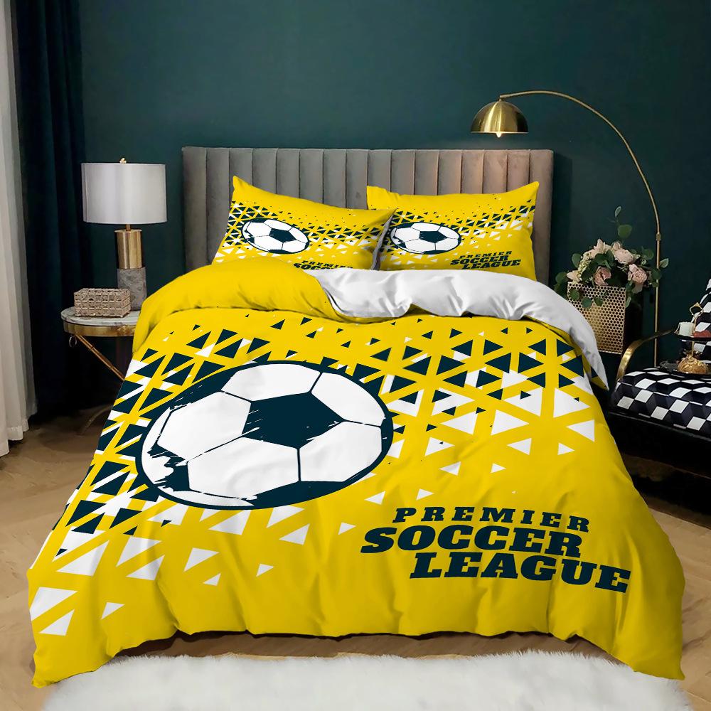 Comforter Football Soccer Goal Soft Bedding Set Sports Competitive Theme 2/3Pcs Full Queen King Size