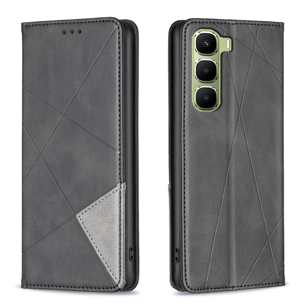 For Infinix Hot 60 Pro 4G Case Card Slots Geometry Imprint Leather Phone Cover