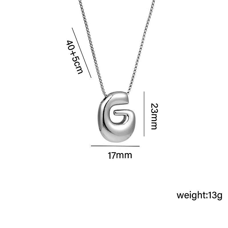 Charming Chubby Brass Polished 26-Letter Silver Pendant Necklace for Women