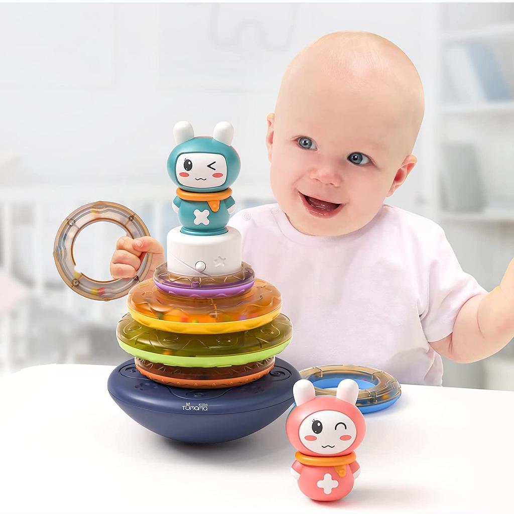 TUMAMA Toddler Stacking Toy with Light and Music, Stacks of Circles STEM Montessori Toy, Birthday Gifts for Boys and Girls