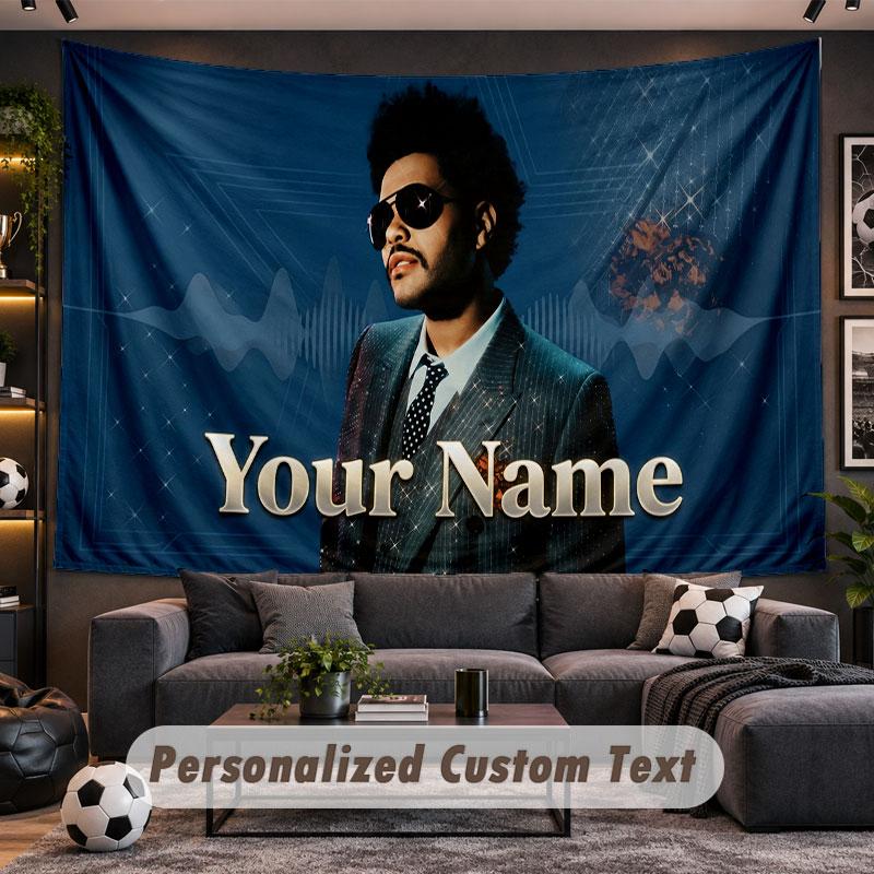 Wall Hanging Tapestry Custom NameThe Weeknd Pattern Personalized Printed Fabric Wall Decor