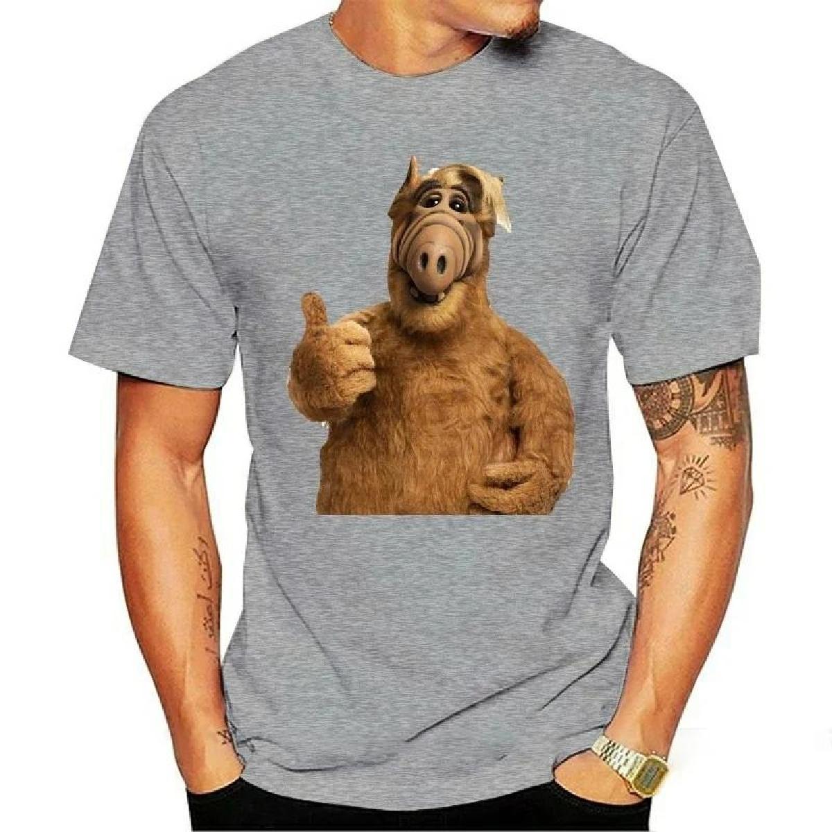 

Футболка в сетку для мужчин и мальчиков, сериал «Альф», годы 80–90, футболка Nerd, хлопковая футболка для мужчин, летняя модная футболка европейского размера XL