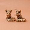 Brass Fox Statue Cute Fox Miniature Figurines Desk Ornament Decorations Accessories Copper Animal Sculpture Home Decor Crafts