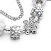 Yousheng Women Bangle Multi Flower Clover Pendant Secure Closure Rhinestone Decor Alloy Adjustable Bracelet Prom Dating Work Wrist Jewelry