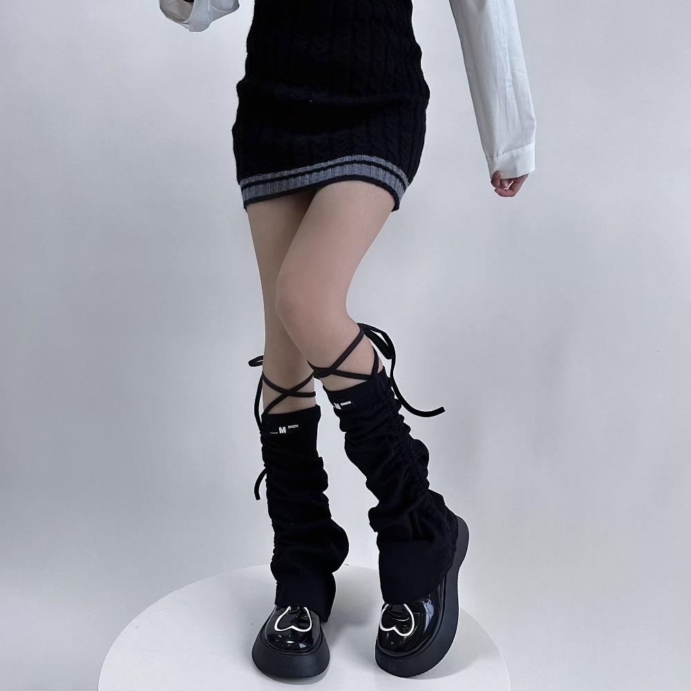 Y2k Striped Foot Covers Cotton Boot Socks Japanese Leg Warmers  Women Girls
