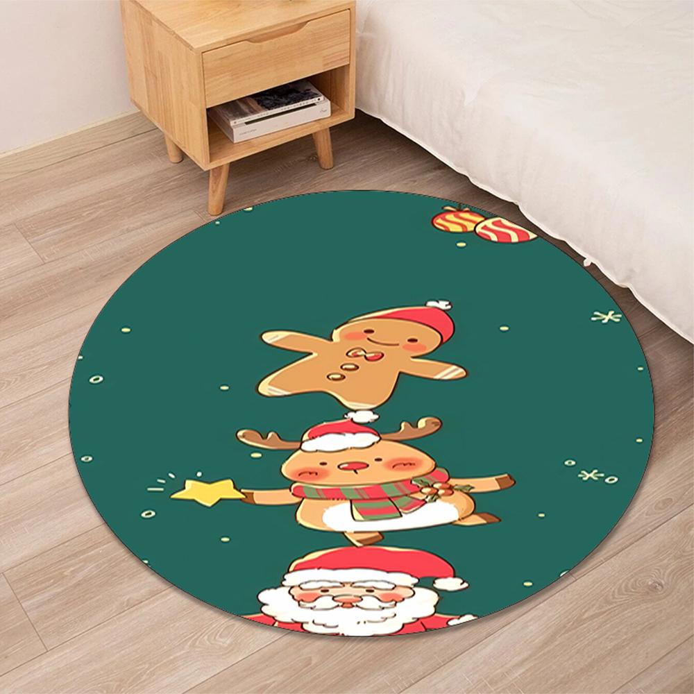 Christmas Printed Round Rug Carpet Chair Rug Area Rug Entryway Doormats,for Office Chair Living Room Bedroom Kitchen Room.