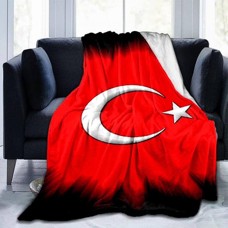 Decke mit türkischem Flaggen-Design, geeignet für Sofas, Betten, Büros und Camping - Perfektes Geschenk für Halloween und Weihnachten