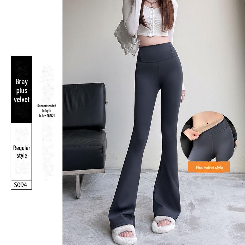 High Waist Black Velvet Flared Yoga Pants for Women - 2025 Autumn/Winter Style