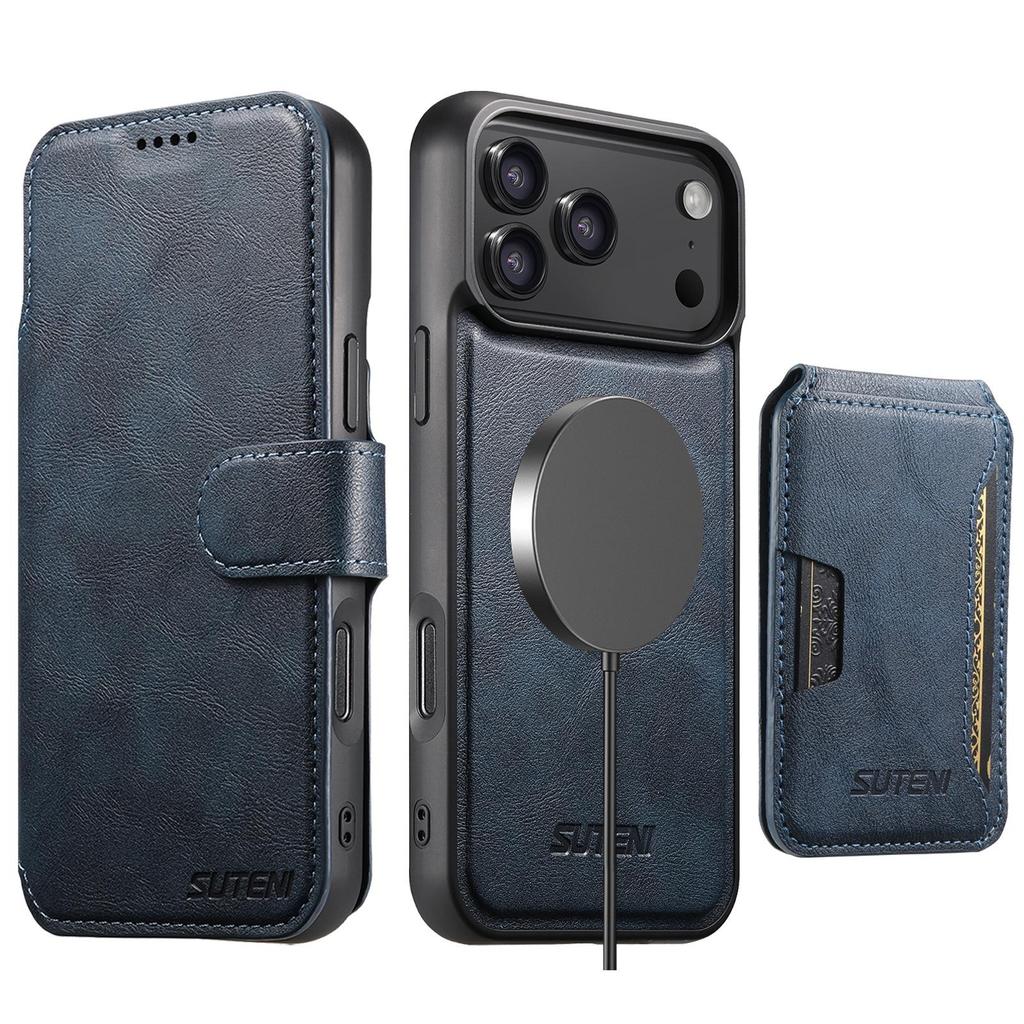 iPhone 17 Pro Flip Case: Card Slot, Magnetic, 3-in-1 Wireless Charger Stand, Leather S25U