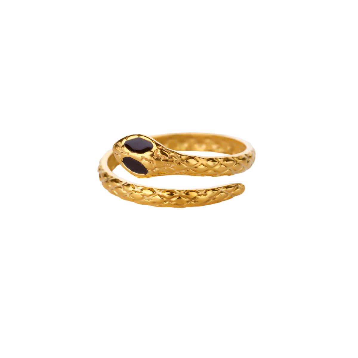 Zircon Snake Ring For Women  Gold-Plated Stainless Steel Geometric Multi-Elements Ring Wedding Christmas Jewelry Gift