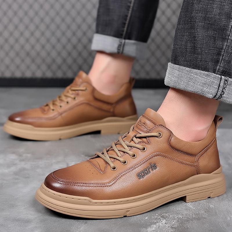 Autumn and Winter New Men's Casual Extra Large Size Men's Shoes Tooling Shoes Leather Shoes Genuine Leather Men's Single Shoes