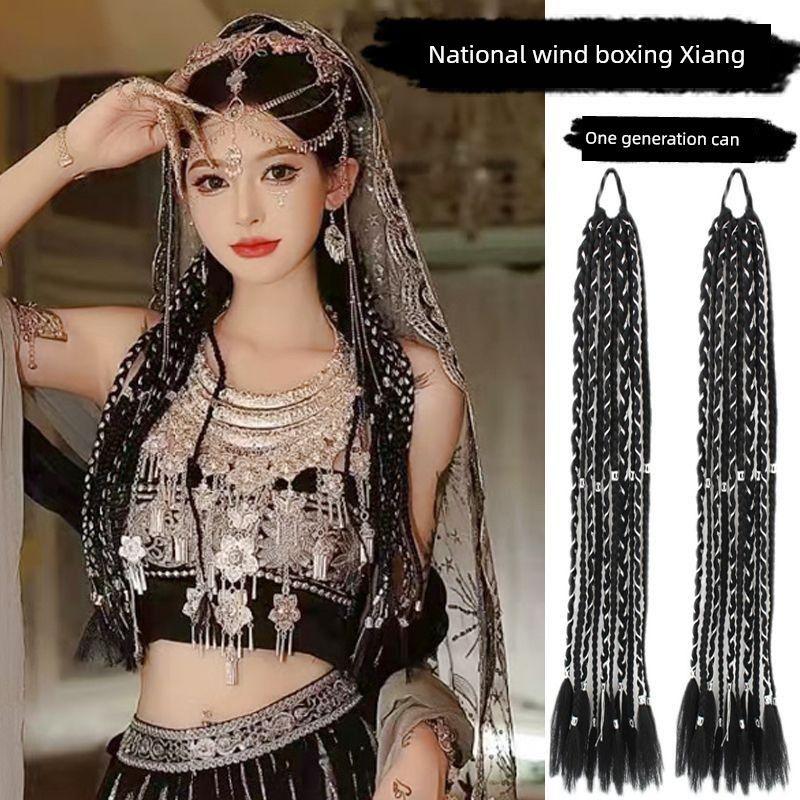 

Dreadlocks Wig Female Ponytail Braid Cable Stitch Long Braid Artificial Sweet Cool Girl Online Hot Girl Boxing Silver String Braid Sweet Cool Silver Silk Dirty Braids [Pair]]