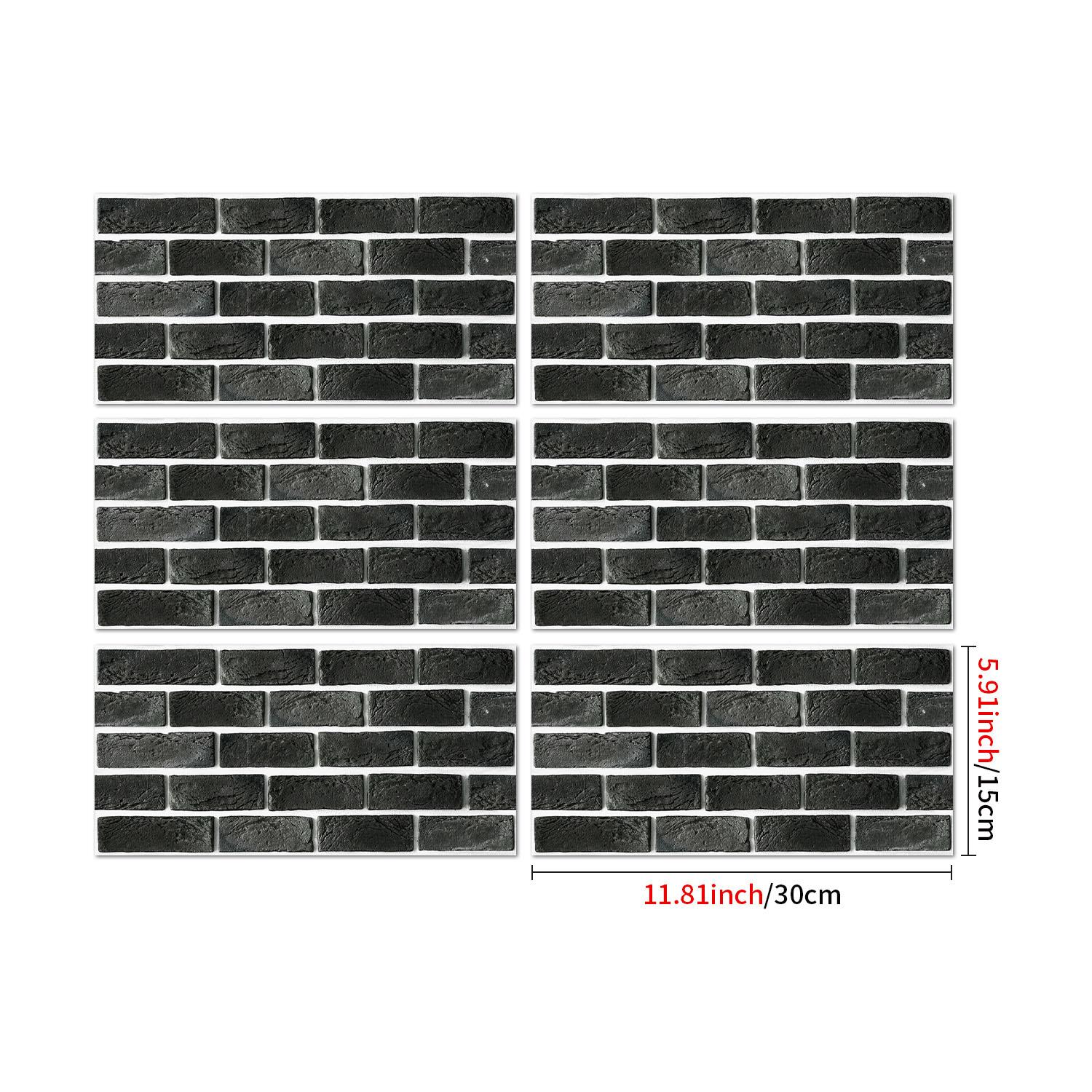 

Dark gray simulated brick pattern wall sticker self-adhesive waterproof room decoration sticker wall decoration 30x15cmX6Pcs