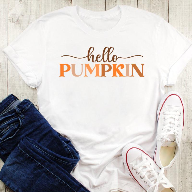 Damesebluse Grafisk trykk Gresskarstil Kaffe Krydder T-skjorter Høst Høst Halloween Oversized T-skjorte Dame 90-talls Tegneserie Topper