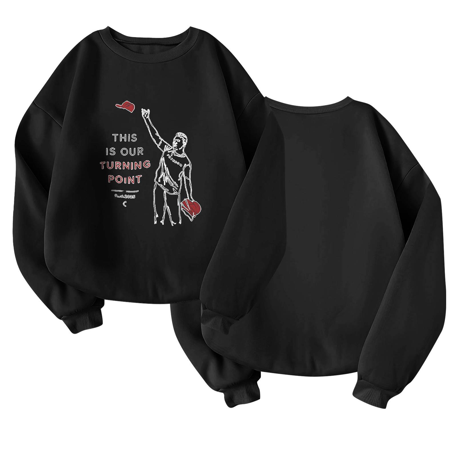 

Unisex Fashion Casual Long Sleeve Print Round Neck Top S чёрный