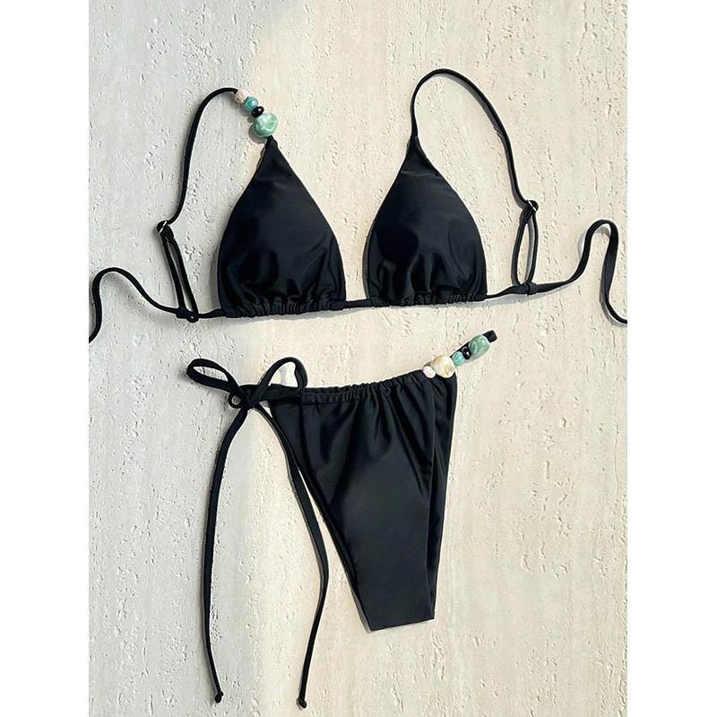 

Solid Color Personalized Accessories Split Beach Swimsuit Triangle Sexy Bikini Women s L