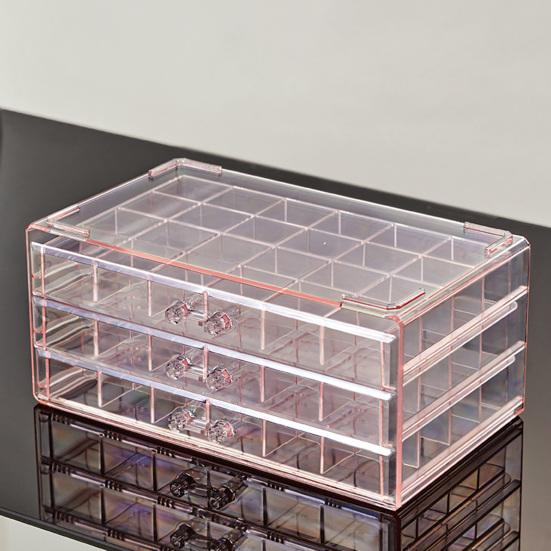 Transparent Jewelry Storage Box Large Capacity 72 Grids Dustproof Stackable Earrings Rings Container Jewelry Organizer