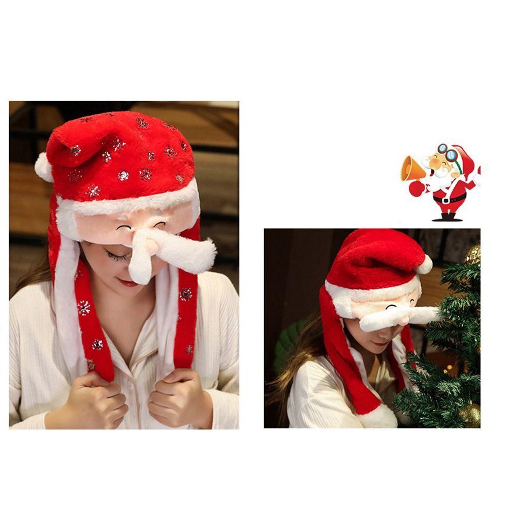 Plush Hat Toys Costume Cosplay Christmas Santa Game Hat Ear Moving Hat Jumping Up Cap Novelty Cap
