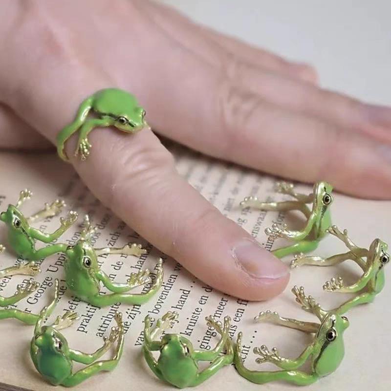 Funny Frog Ring Cute Animal Shape Opening Adjustable Rings For Women Men  Cute Frog Finger Ring Jewelry Accessories