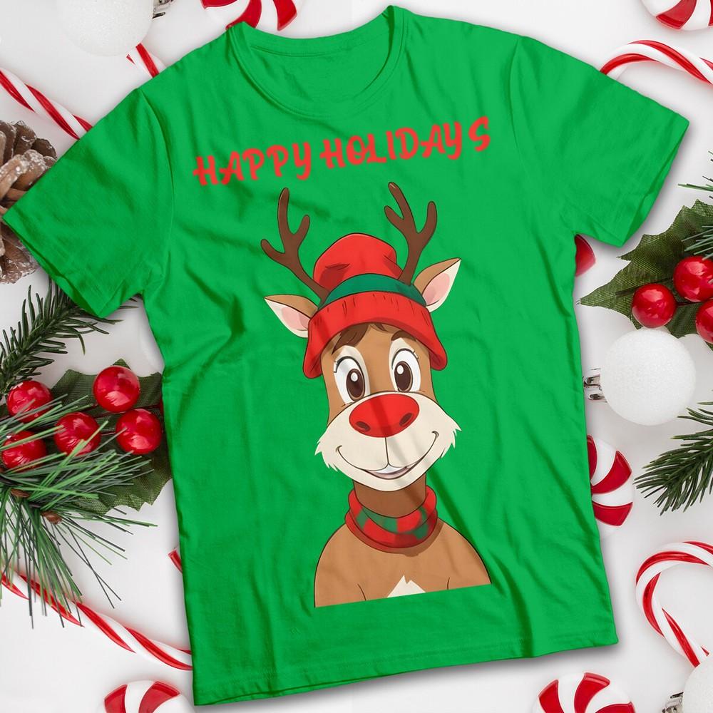 

Funny Mens and Womens Playful Cartoon Reindeer Christmas T-Shirt Tee #MC 4XL