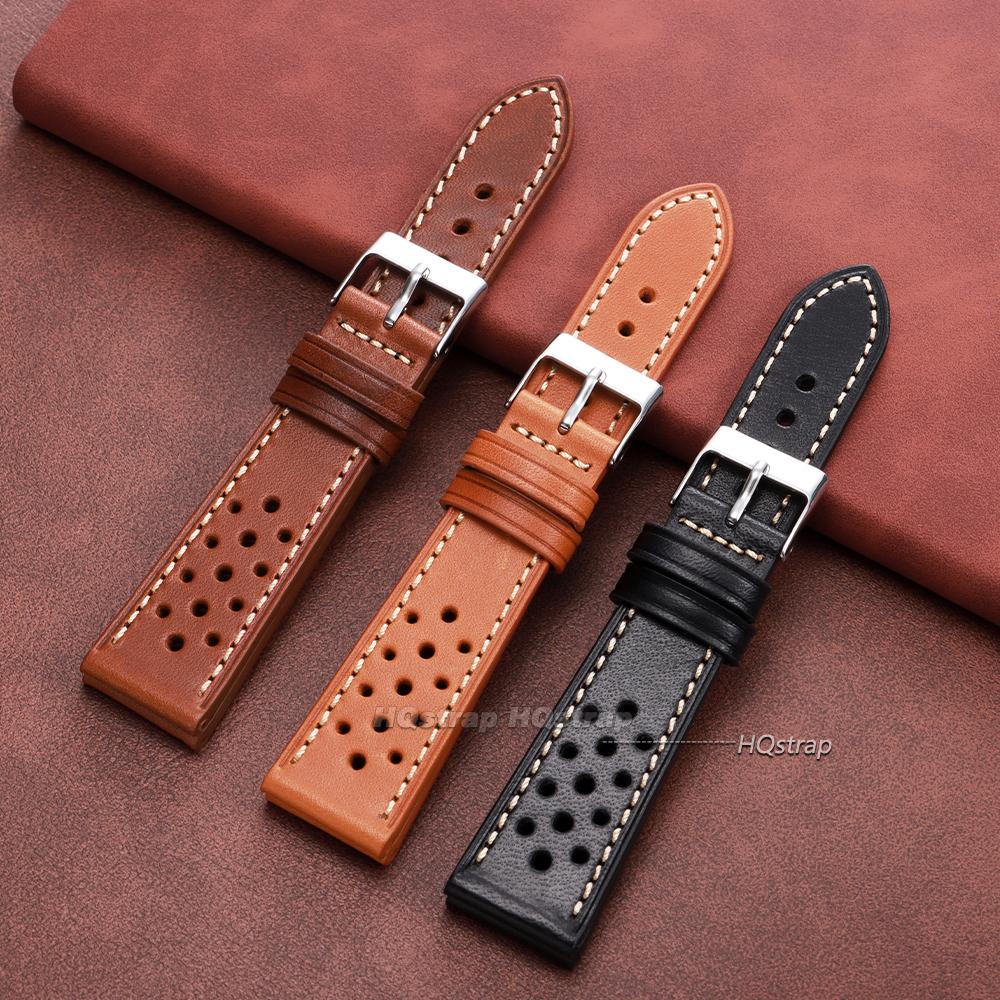 Handgefertigtes atmungsaktives Rindsleder-Uhrenarmband 18mm 20mm 22mm für Seiko für Omega Vintage Herren-Armband Uhrenarmband Zubehör