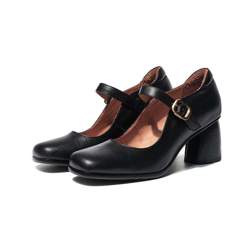 

Krazing Pot Cow Skin Square Toe Thick High Heels Summer Shoes Bowtie Big Size 41 Women Shallow Pumps 34 чёрный