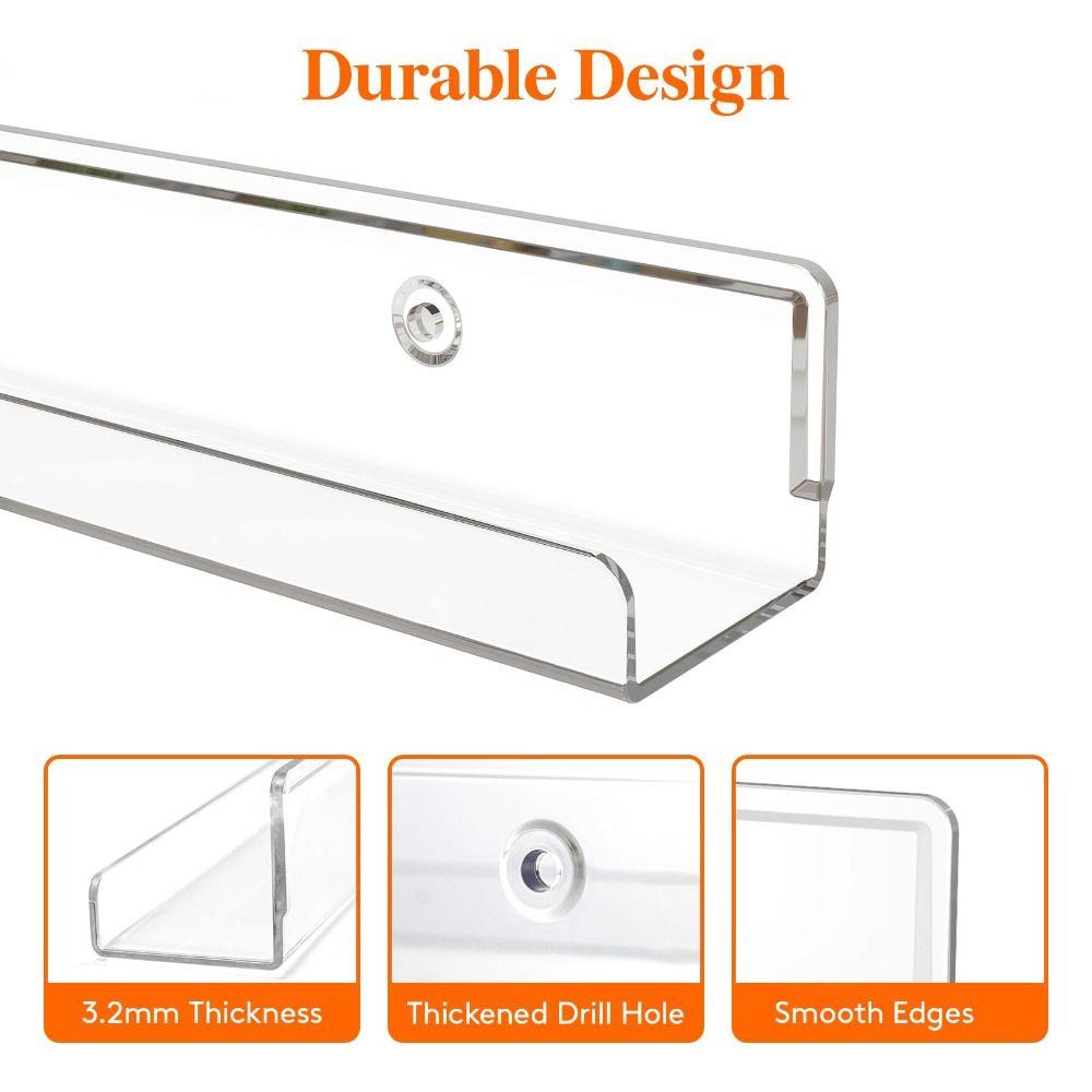 4"/12"/15" Vinyl Record Shelf Wall Mount Clear Magazine Rack Floating Shelves for Books  Book