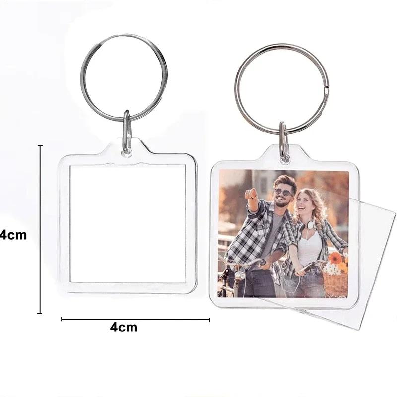 Transparent Mini Picture Frame Keychains Detachable Design Bulk Pack of 5-100pcs for Unique DIY Souvenirs Memorial Gifts