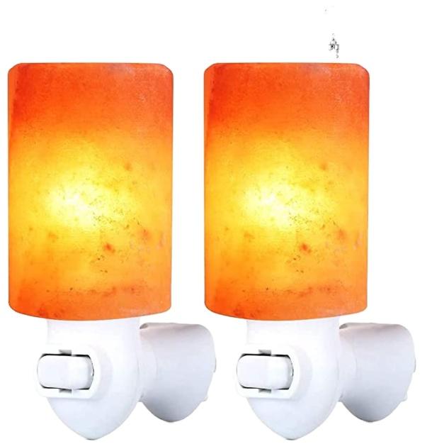 Salt Lamp Plug In Night Light 2 Pack 360 Degree Himalayan Salt Wall Lamp Rock Salt Lamps