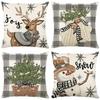 40/45cm Christmas  Cotton Linen Decorative Navidad Elk Snowman Santa Tree Cushion Cover Sofa Pillow Case