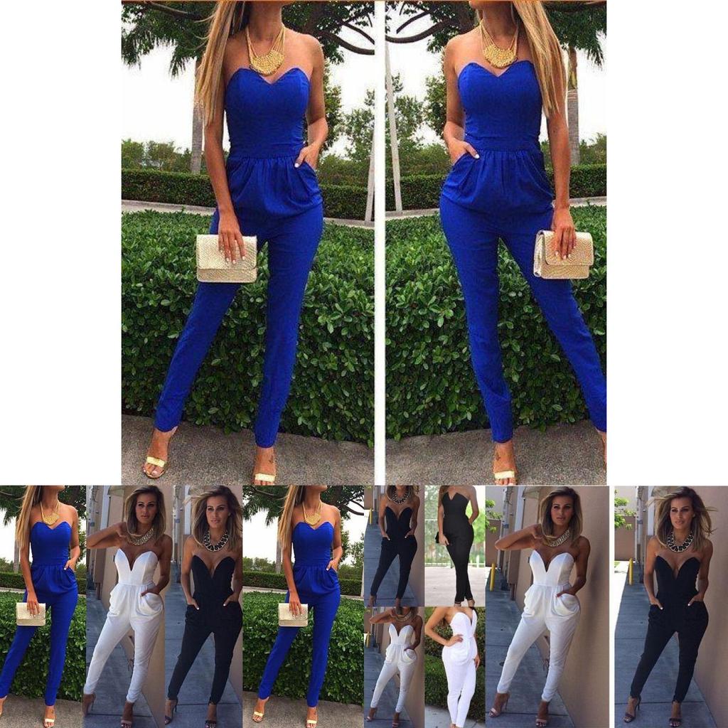 Women Ladies Elegant Clubwear V Neck Playsuit Bodycon Jumpsuit Perfect For Parties