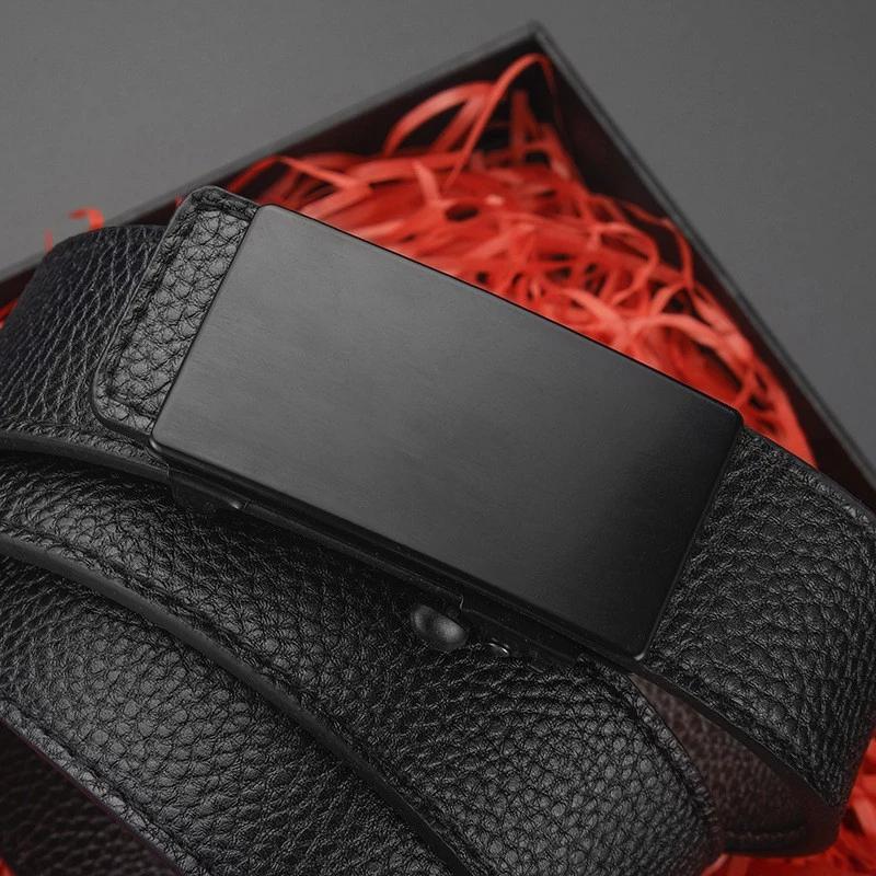 1pc Fashion Business Men'S Belt Genuine Luxury Brand Belt Automatic Buckle Belt PU Leather Soft Belt With Cargo Pants Jeans Belt