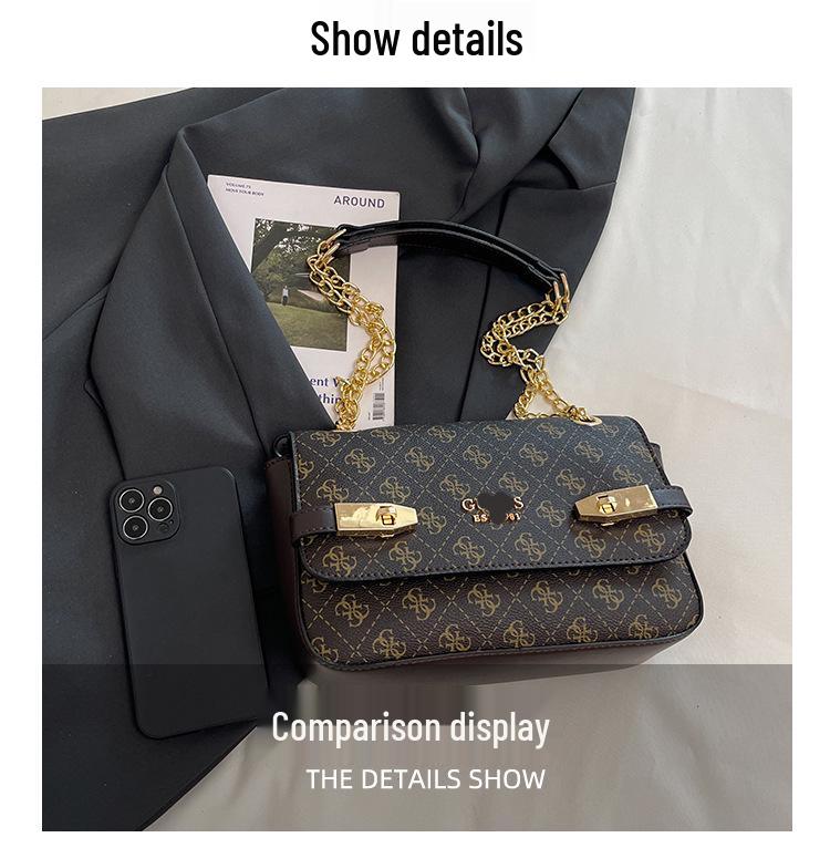 2025 European & American Retro Print Chain Shoulder Bag: New Light Luxury Women's Crossbody & Commuter Underarm Bag