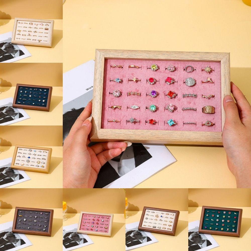 Velvet Rings Display Tray 30 Slot Finger Ring Storage Rack Fashion Jewelry Trays  Display Props