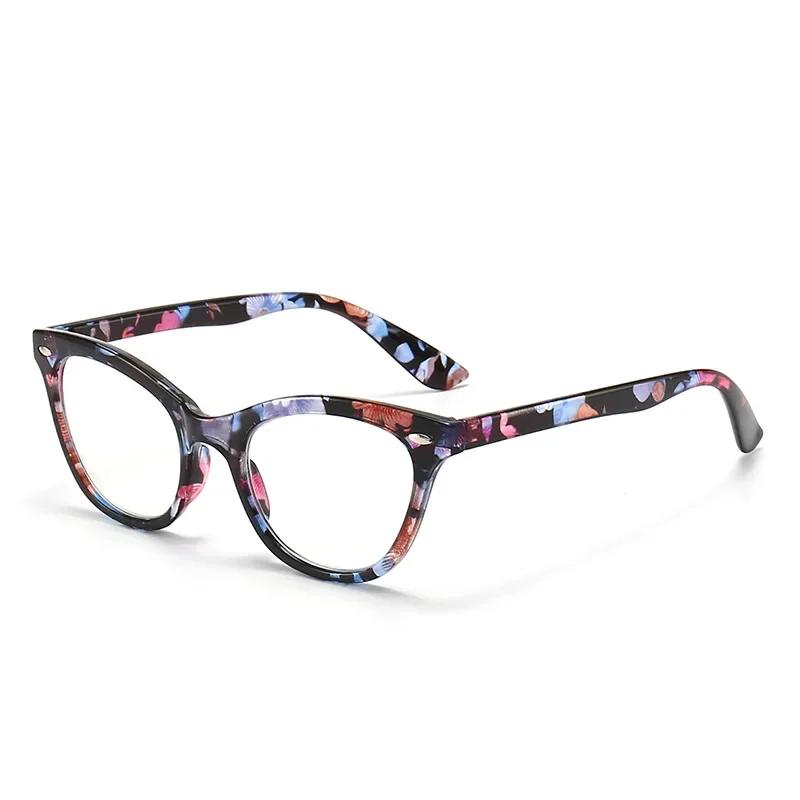 

Latest Retro Cat Eye Reading Eyewear Female Floral Anti Blue Light Computer Presbyopic Eyeglasses Clear HD Eyewear Wth Deg 2.5